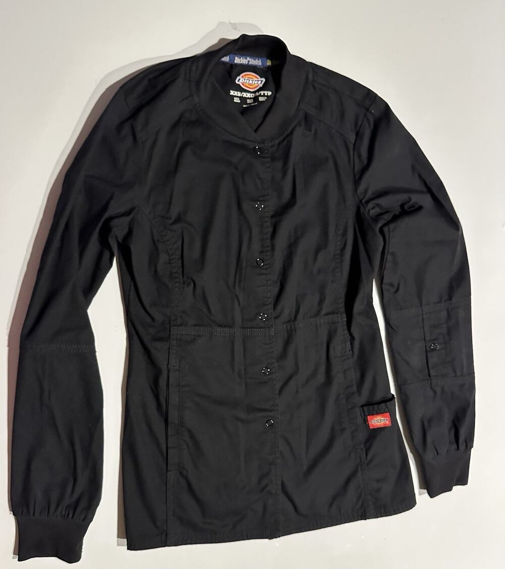 Dickies Shirt Womens Sz XxSmall Black Long Sleeve Original Work Xtreme Stretch